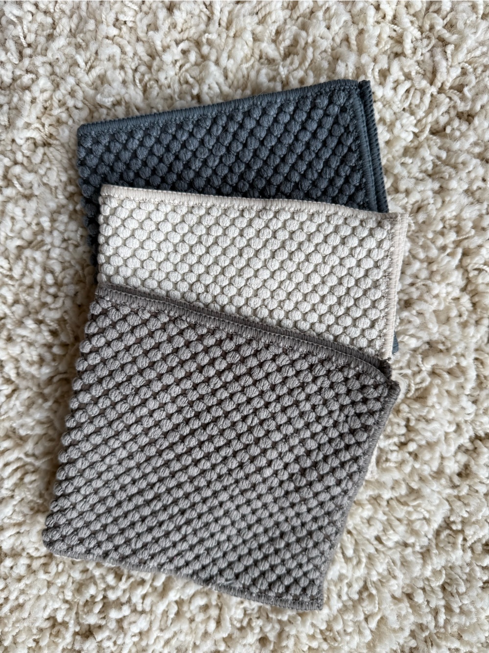 Norwex kitchen counter cloths – Gray, Cream, Charcoal